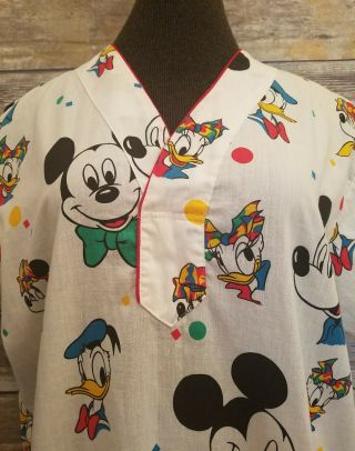 Vintage Mickey Mouse USA Character Print Nightgown Sleep Shirt Sleepwear S/M 2