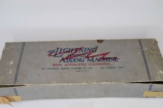 The Lightning Adding Machine Los Angeles Vintage Mechanical Calculator Box