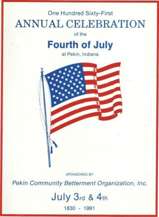 Vintage 1991 Pekin Indiana Fourth Of July Annual Celebration Booklet In