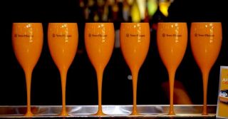 Veuve Clicquot Yellow Champagne Poolside Poly Carbonate Flutes Boxed X 24