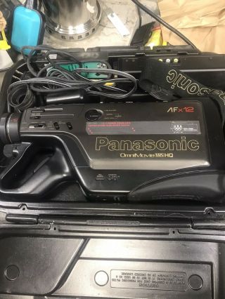 Vintage Panasonic Omnimovie Vhs Hq Pv - 710 Camcorder Af X12 Case Cords Charger