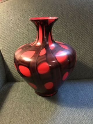 Vintage Large Wi Kralik Czechoslovakia Vase Art Glass Art Deco Orange/purple A1