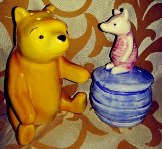 Enchanting Winnie The Pooh Salt & Pepper Shakers Treasure Craft 4 " Mexico L@@k
