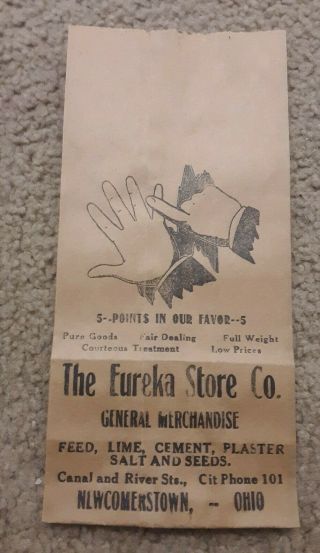 Antique General Store The Eureka Co Newcomerstown,  Ohio Phone 101 Paper Bag Sack