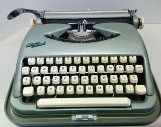 Vintage Cole Steel Portable Typewriter Metallic Green w/Case 3