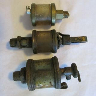 3 Lubricator Brass Oiler Hit Miss Gas Engine Antique Steampunk