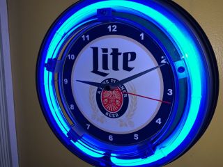 Miller Lite Beer Bar Advertising Man Cave Neon Wall Clock Sign2