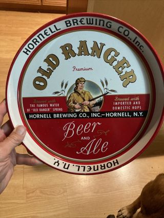 Rare Hornell Brewing Co Old Ranger Kdk Cream Beer And Ale Metal Tray