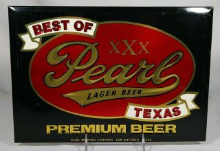 Old Pearl Beer Tin Over Cardboard Toc Sign Brewing San Antonio Texas Tx Back Bar