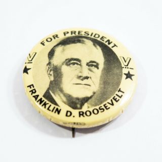 1 - 1/2 " Franklin D.  Roosevelt For President Fdr Presidential Campaign Pin Button