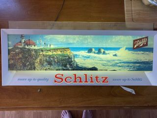 Schlitz Vintage 1958 Lighted Beer Sign Lighthouse Move Up To Schlitz Please Rea