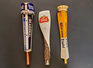 Samuel Adams Seasonal,  Stella Artois,  Corona Light Beer = 3 Bar Tap Handle
