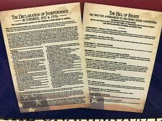 2 Lrg Posters - Bill Of Rights& Declaration Of Independence Home School Decor