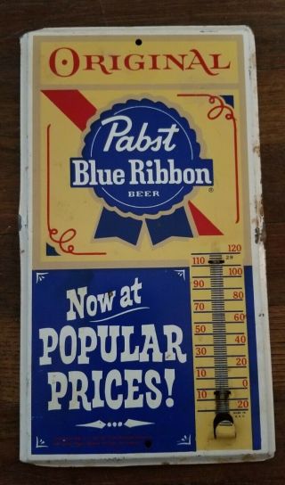 Vintage Pabst Blue Ribbon Beer Thermometer Advertising Sign Metal Pbr