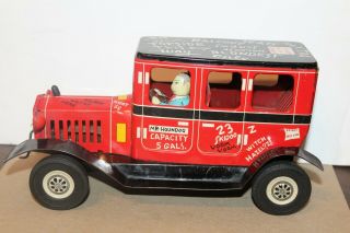Vintage Tin Litho Friction Linemar Jalopy With Driver