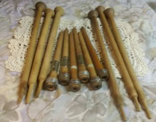 Antique - Vintage Wood Quills - Textile Mill Thread Spools Bobbin Industrial