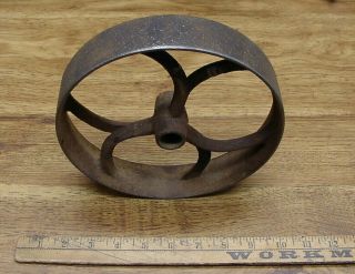 Antique 8 " Diam.  Cast Iron Horseshoe Spoke Wheel,  1 - 5/8 " W,  Awesome Patina,  L@@k