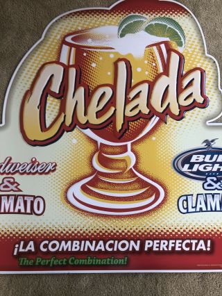 Budweiser & Bud Light Clamato Chelada Anheuser - Busch Beer Metal Sign 31 X 28 - 1/2 2