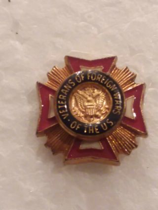 Vtg Vfw Veterans Of Foreign Wars Of The Us Enamel Pin Back Tie Tack 1/2 " Metal