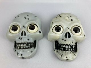 2 Vintage Halloween Motion Activated Talking Skull Playtronix Light Up Eyes Rare