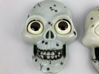 2 Vintage Halloween Motion Activated Talking Skull Playtronix Light Up Eyes Rare 2
