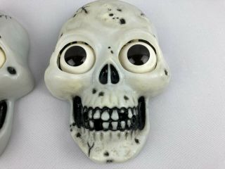 2 Vintage Halloween Motion Activated Talking Skull Playtronix Light Up Eyes Rare 3
