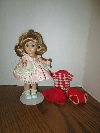 Vintage Hard Plastic 7 - 1/2 " Bkw Ginny Doll Bonus Extra Outfit