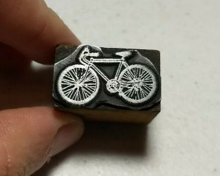 Vintage Letterpress Printing Block Bicycle