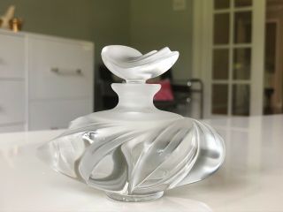Vintage Signed Lalique France Samoa Clear & Frosted Glass Perfume Bottle