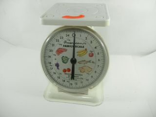 Vintage American Family Scale 25 Lb Kitchen Counter Food Scale White I308