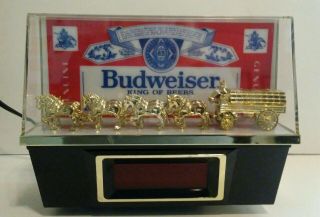 Vintage Budweiser Bar Clock Clydesdale ' s Lighted Clock Beer Sign 3
