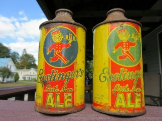 [ 2 ] Esslingers Little Man Ale - Cone Top - Flat Bottom - 1938 - Cans