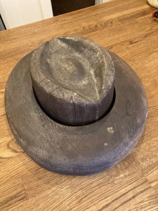 2 Piece Antique Vintage Wood Block Mold Millinery Hat Form Size 7 5/8