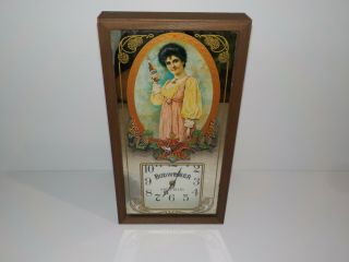 Vintage Budweiser Girl Wood Wall Clock Anheuser Busch Mirrored