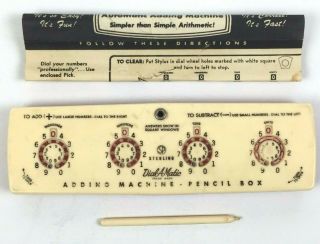 Vintage Sterling Dial - A - Matic Adding Machine & Pencil Box 566 With Stylus & Ins