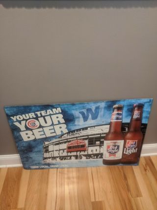 36x27 Chicago Cubs Old Style Beer Sign Tin Metal Bar Wrigley Advertisement