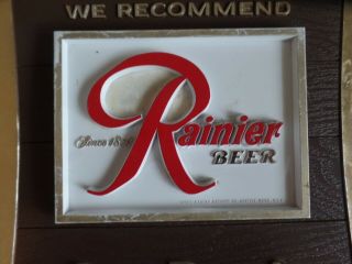 Mid 1960 ' s Sicks Rainier beer double sided plastic sign. 2