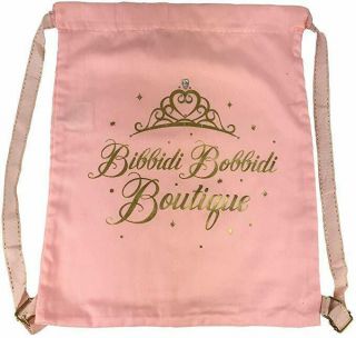 Nwt Disney Parks Bibbidi Bobbidi Boutique Pink Gold Bling Drawstring Backpack