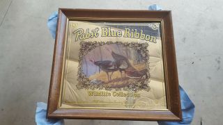 Vintage Pabst Blue Ribbon Pbr Wildlife Series Wisconsin Turkey Beer Mirror Sign
