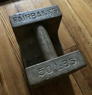 Vintage Fairbanks Test Weight 50 Lbs Scale Calibration Doorstop Anchor