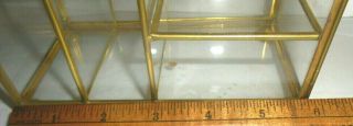 vtg brass & glass 2 shelf display curio 8 pc.  cabinet case w door table,  wall 3