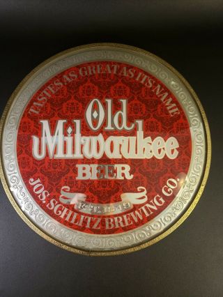 Vintage 1971 Old Milwaukee Schlitz Bubble Beer Bar Sign Display Bowed Face