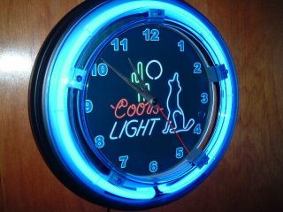 Coors Light Coyote Beer Bar Advertising Man Cave Neon Clock Sign