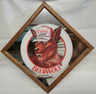 Vintage Coors Light Beer Wolf Advertising Mirror Sign 16 " X 16 "