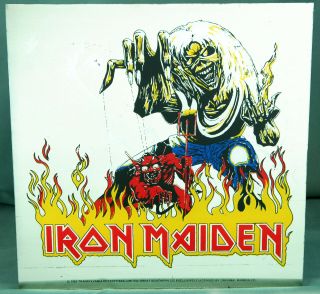 Vintage 1982 Iron Maiden Eddie Number Of The Beast 12x12 Carnival Prize Mirror