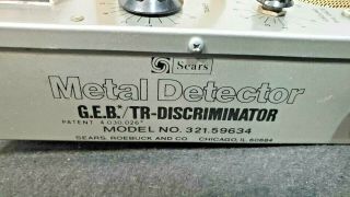 Vintage Sears TR - Discriminator Metal Detector Model: 321 - 59634 3