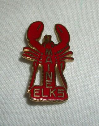 Vintage Enamel Lobster Pin Maine Elks Club Lodge Fraternal Jostens