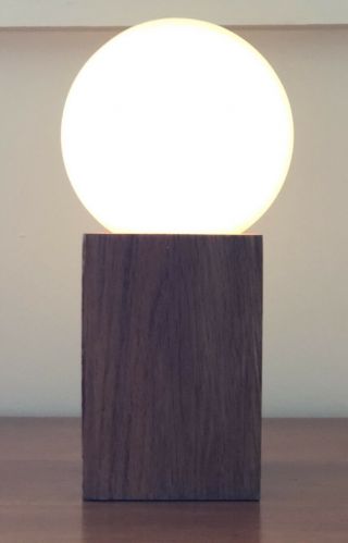 Vintage Mid Century Modern Bill Curry Square Wood Base Desk Lamp Minimalist