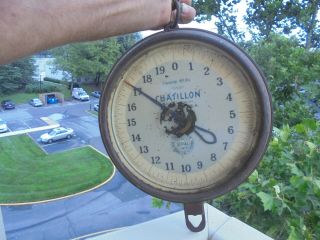Vintage Chatilion Heavy Duty Hanging Scale 40 Lb Store Fishing Decorative