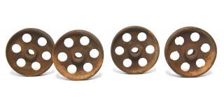 Vintage Industrial Set Of 4 Cast Iron Wheels Casters